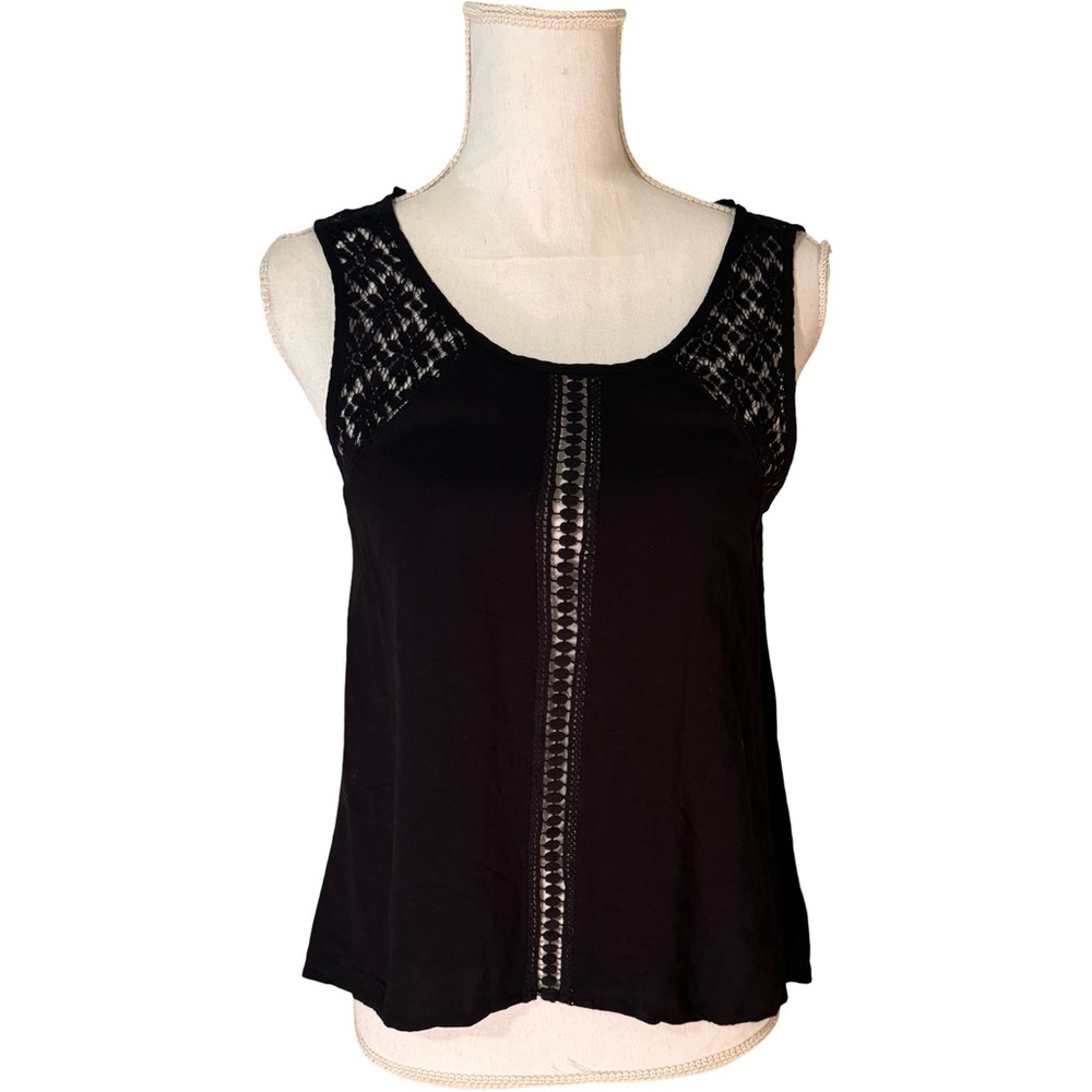 Lulu's Black Lace Detail Tank Top